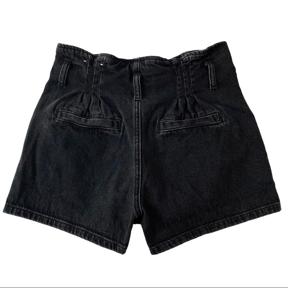 AE Paperbag Hi-Rise Black Denim Button Mom Shorts - Picture 7 of 12